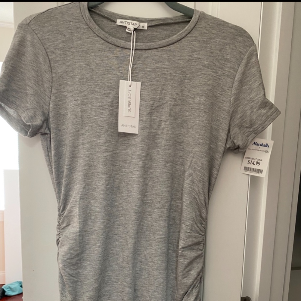 ANTISTAR grey jersey body con dress in size M